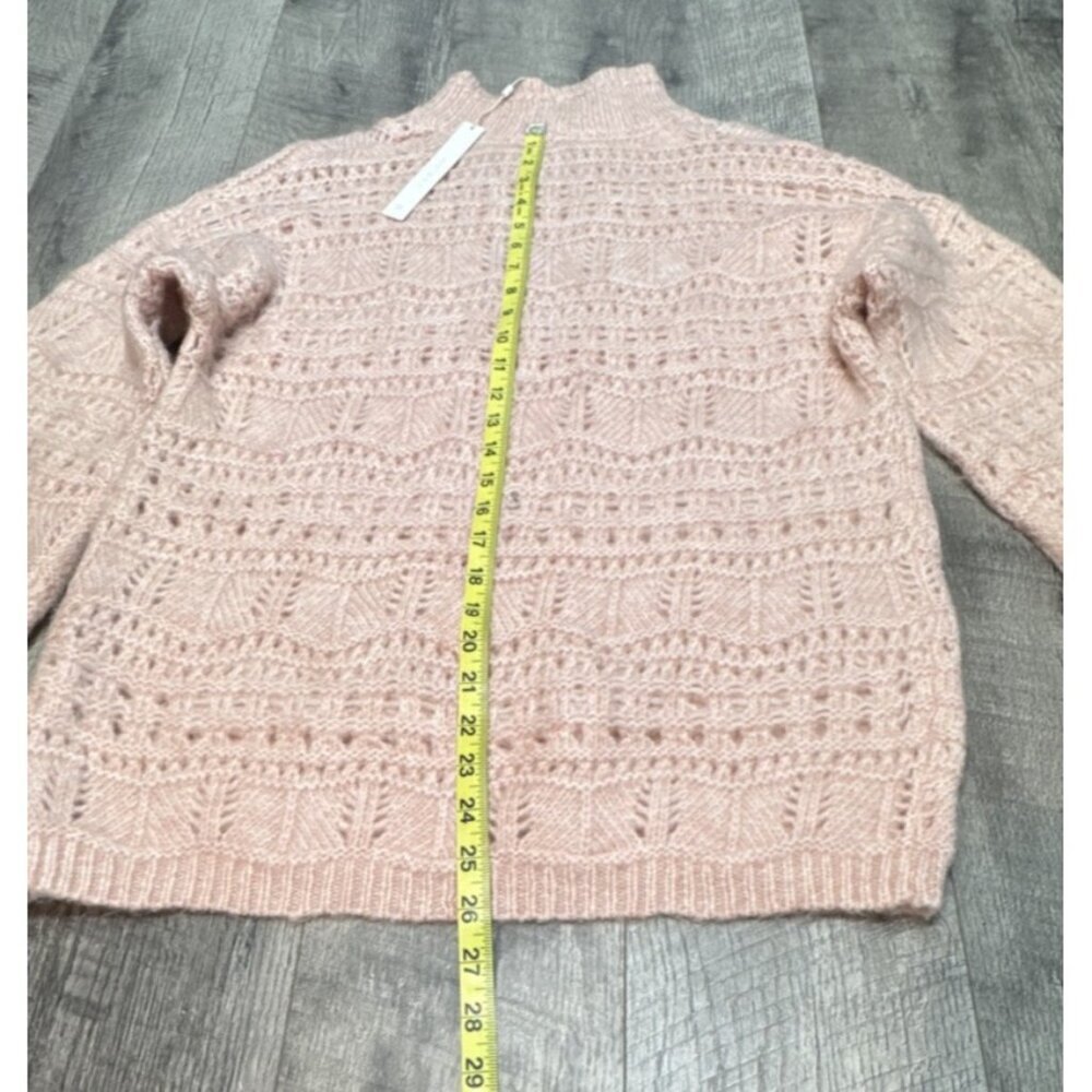 Caslon Sweater Womens Medium Pink Open Knit Mock Soft Lightweight Nordstrom NEW - Picture 7 of 9